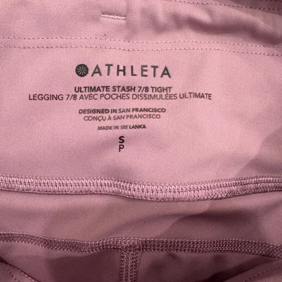 Athleta Ultimate Stash 7/8 Leggings Mauve Purple Size Small - Picture 4 of 4